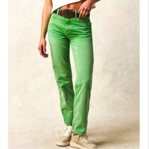 The Pacifica High Rise Slim Striaght Leg Green Free People Jeans size 24